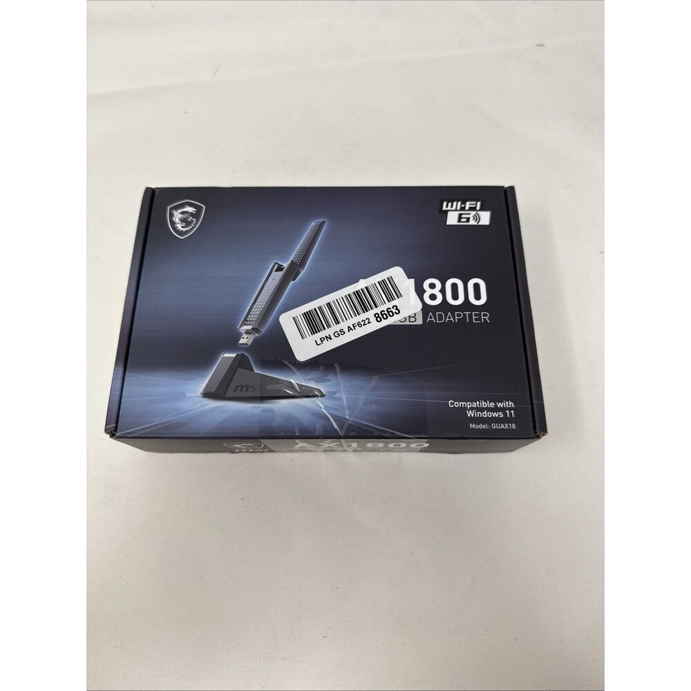 MSI AX1800 6 Dual-Band Wifi USB Adapter - WLAN up to 1800 Mbps (5GHz, 2.4GHz)